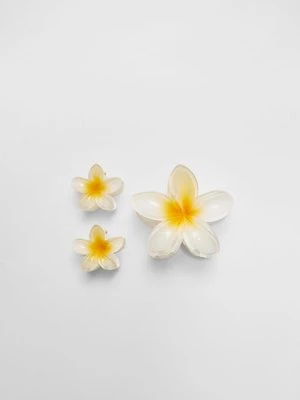 Stradivarius Zestaw 3 spinek do włosów kwiat  Jasnożółty