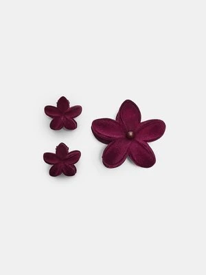 Stradivarius Zestaw 3 spinek do włosów kwiatek  Fioletowy