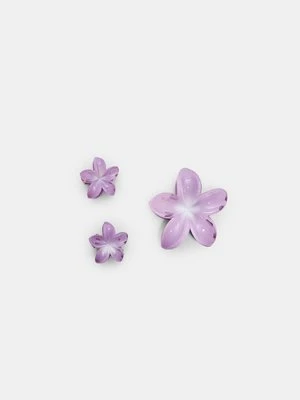 Stradivarius Zestaw 3 spinek do włosów kwiatek  Liliowy