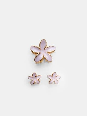 Stradivarius Zestaw 3 spinek do włosów w kształcie kwiatów  Liliowy