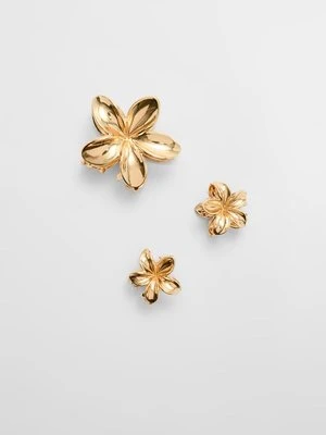 Stradivarius Zestaw 3 spinek do włosów w kształcie kwiatów  Żółty