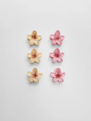 Stradivarius Zestaw 6 mini spinek do włosów w kształcie kwiatów  Ecru