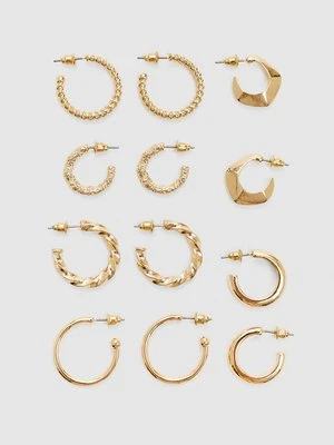 Stradivarius Zestaw 6 podstawowych kolczyków  Złoty