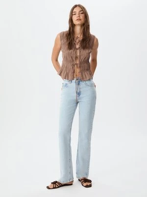 Stradivarius Zmarszczony top z wiązaniami  Brązowy