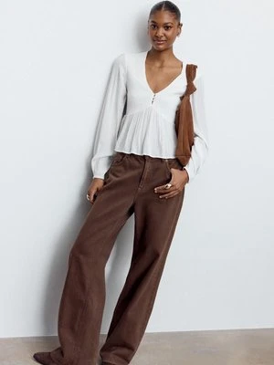 Stradivarius Zwiewna bluzka z długim rękawem  Biały