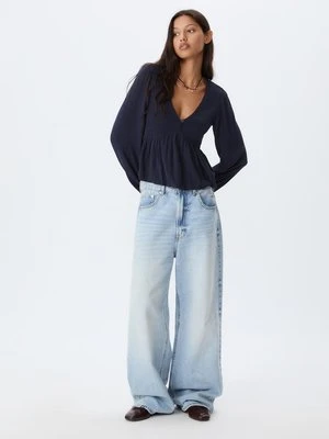 Stradivarius Zwiewna bluzka z długim rękawem  Morski