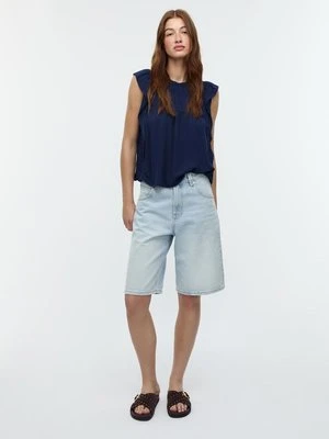 Stradivarius Zwiewna bluzka z falbaną  Morski