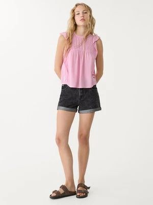 Stradivarius Zwiewna bluzka z falbaną  Pudrowy róż