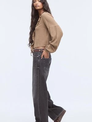 Stradivarius Zwiewna bluzka z falbanami  Beżowy