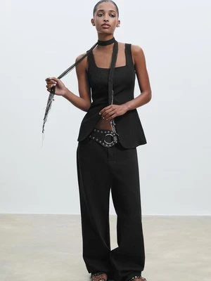 Stradivarius Zwiewna kamizelka z teksturą  Czarny