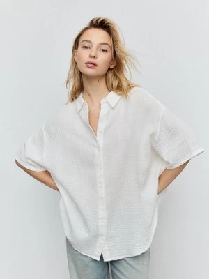 Stradivarius Zwiewna koszula bawełniana  Biały