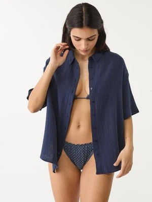 Stradivarius Zwiewna koszula bawełniana  Morski