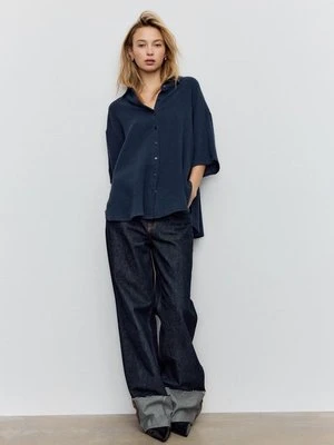 Stradivarius Zwiewna koszula bawełniana  Morski