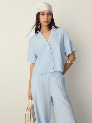 Stradivarius Zwiewna koszula na guziki  Błękitny