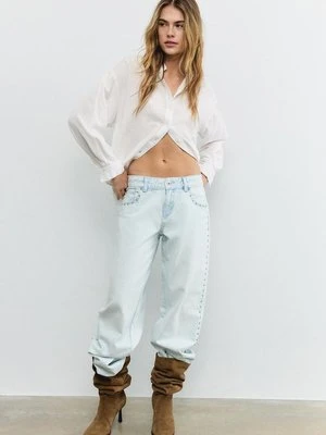 Stradivarius Zwiewna koszula z efektem lnu  Biały