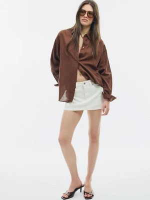 Stradivarius Zwiewna koszula z efektem lnu  Brązowy