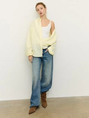 Stradivarius Zwiewna koszula z efektem lnu  Złoty