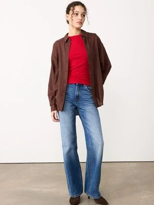 Stradivarius Zwiewna koszula z lnem  Brązowy