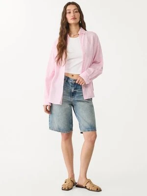 Stradivarius Zwiewna koszula z lnem  Cukierkowy róż