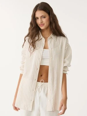 Stradivarius Zwiewna koszula z lnem  Szary