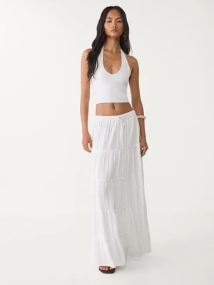 Stradivarius Zwiewna spódnica midi z paneli  Biały