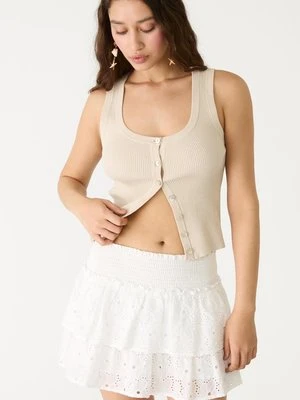 Stradivarius Zwiewna spódnico-spodenki z haftem  Biały