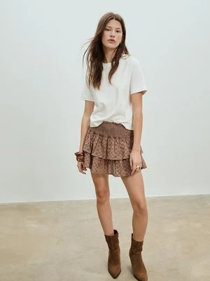 Stradivarius Zwiewna spódnico-spodenki z haftem  Brązowy