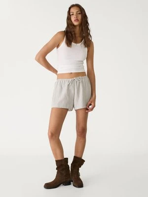 Stradivarius Zwiewne szorty z lnem  Szary