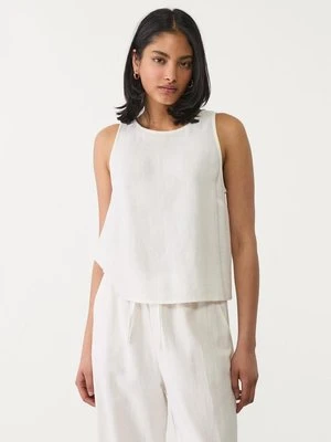 Stradivarius Zwiewny top bokserka z lnem  Biały
