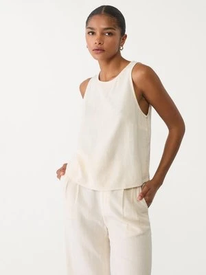 Stradivarius Zwiewny top bokserka z lnem  Kamień