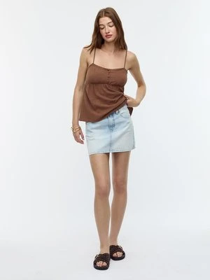 Stradivarius Zwiewny top na ramiączkach z lnem  Brązowy