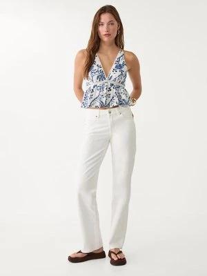 Stradivarius Zwiewny top we wzory  Jasnobłękitny