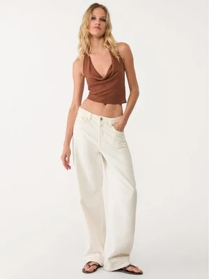 Stradivarius Zwiewny top z dekoltem halter  Brązowy