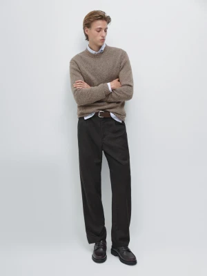 Straight Fit Check Trousers - Ciemnoszary - - Massimo Dutti - Male
