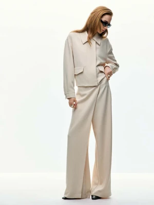 Straight-fit wrap trousers kremowy / écru - Kobieta - MANGO beżowy