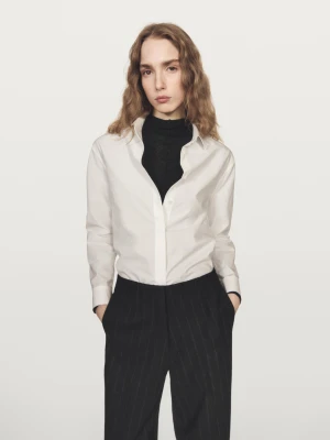 Straight-Leg Trousers With Pinstripes - Czarny - - Massimo Dutti - Female