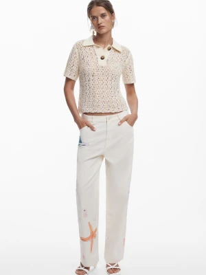 Straight pants with sea stars Desigual