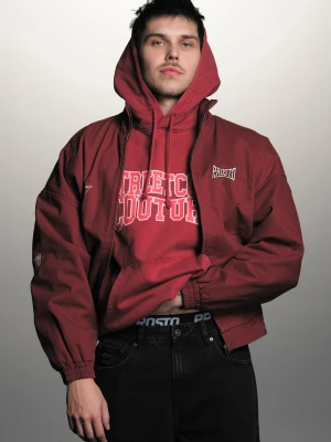 Street Couture Washed bluza z kapturem męska burgundowa Klasyk