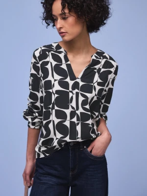 Street One Bluzka damska Kobiety wiskoza (100%) niebieski|biały wzorzysty,