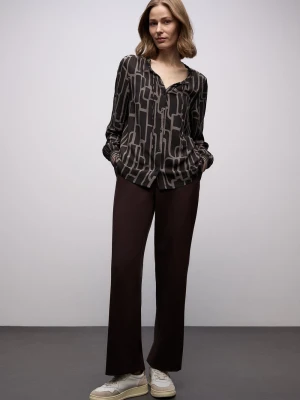 Street One Bluzka damska Kobiety wiskoza brązowy wzorzysty,