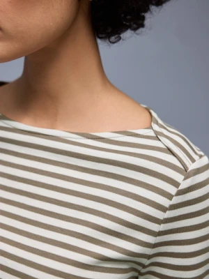 Street One Damska koszulka z długim rękawem Kobiety Bawełna (100%) brązowy w paski,