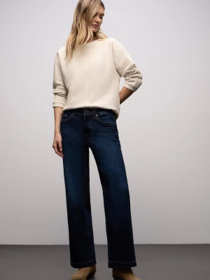 Street One Damska koszulka z długim rękawem Kobiety beżowy|biały w paski,