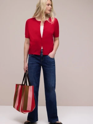 Street One Kardigan damski Kobiety Bawełna czerwony jednolity,