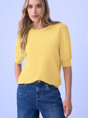 Street One Sweter damski Kobiety drobna dzianina żółty jednolity,