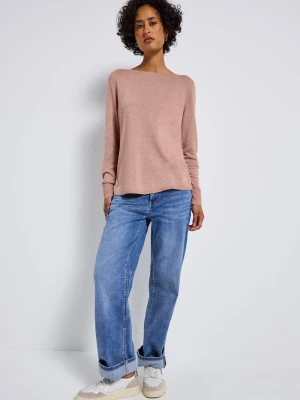 Street One Sweter damski z dzianiny Kobiety drobna dzianina różowy|pomarańczowy marmurkowy,