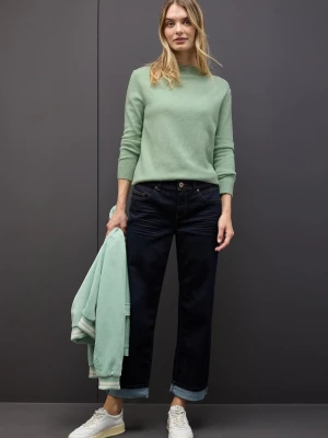 Street One Sweter damski z dzianiny Kobiety Sztuczne włókno zielony jednolity,