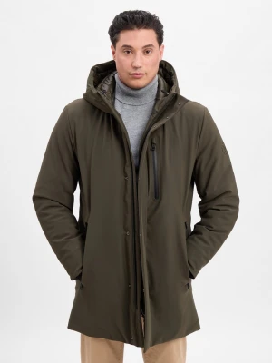 Strellson Kurtka męska - Flex Cross Parka Mężczyźni zielony jednolity,