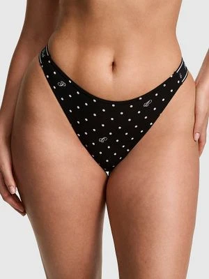 Stringi bawełniane z logo wysoko wycięte Victoria's Secret