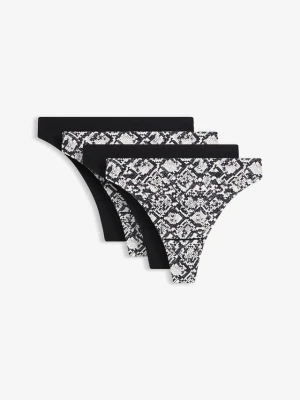 Stringi bezszwowe z poliamidu (4 szt.) BonPrix czarny