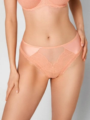 Stringi damskie koronkowo satynowe w melonowym kolorze Melon Poupee Marilyn